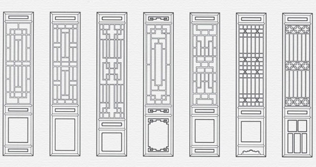 讷河常用中式仿古花窗图案隔断设计图